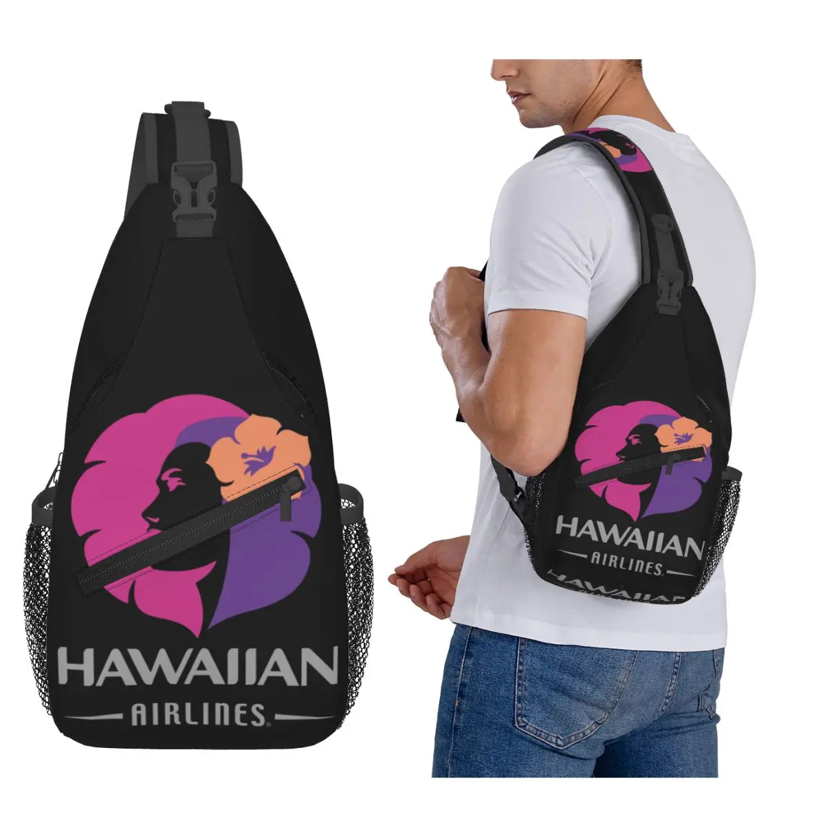 

Hawaiian Airlines Herc Travel End Of Southern Summer Sale Chest Bag Men Sling Crossbody Backpack Chest Bag Daypack Shoulder Bag