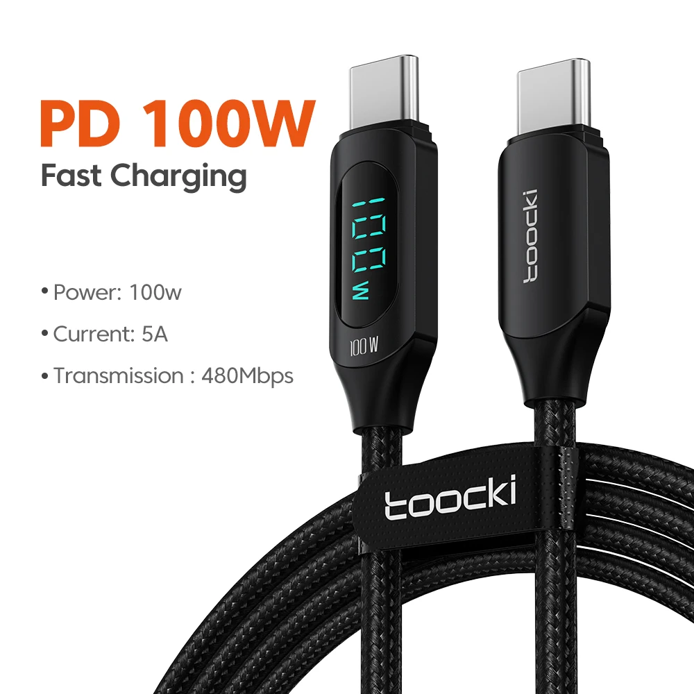 Toocki Typ C auf Typ C Kabel 100 W PD Schnellladegerät USB C auf USB C Displaykabel für Xiaomi POCO f3 Realme MacBook iPad