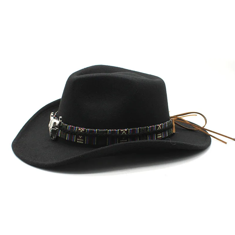 Cowboy Hat Concave Convex Top Woolen Jazz Top Hat Men S Ladies National Style Autumn And Winter Felt Cap Broad Brimmed Hat