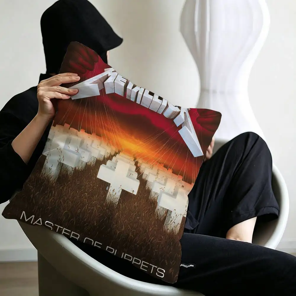Heavy Band M-Metallica Pillow Covers Cartoon Sofa Decorative Home Double-sided Printing Short Plush Cute Cushion Cover