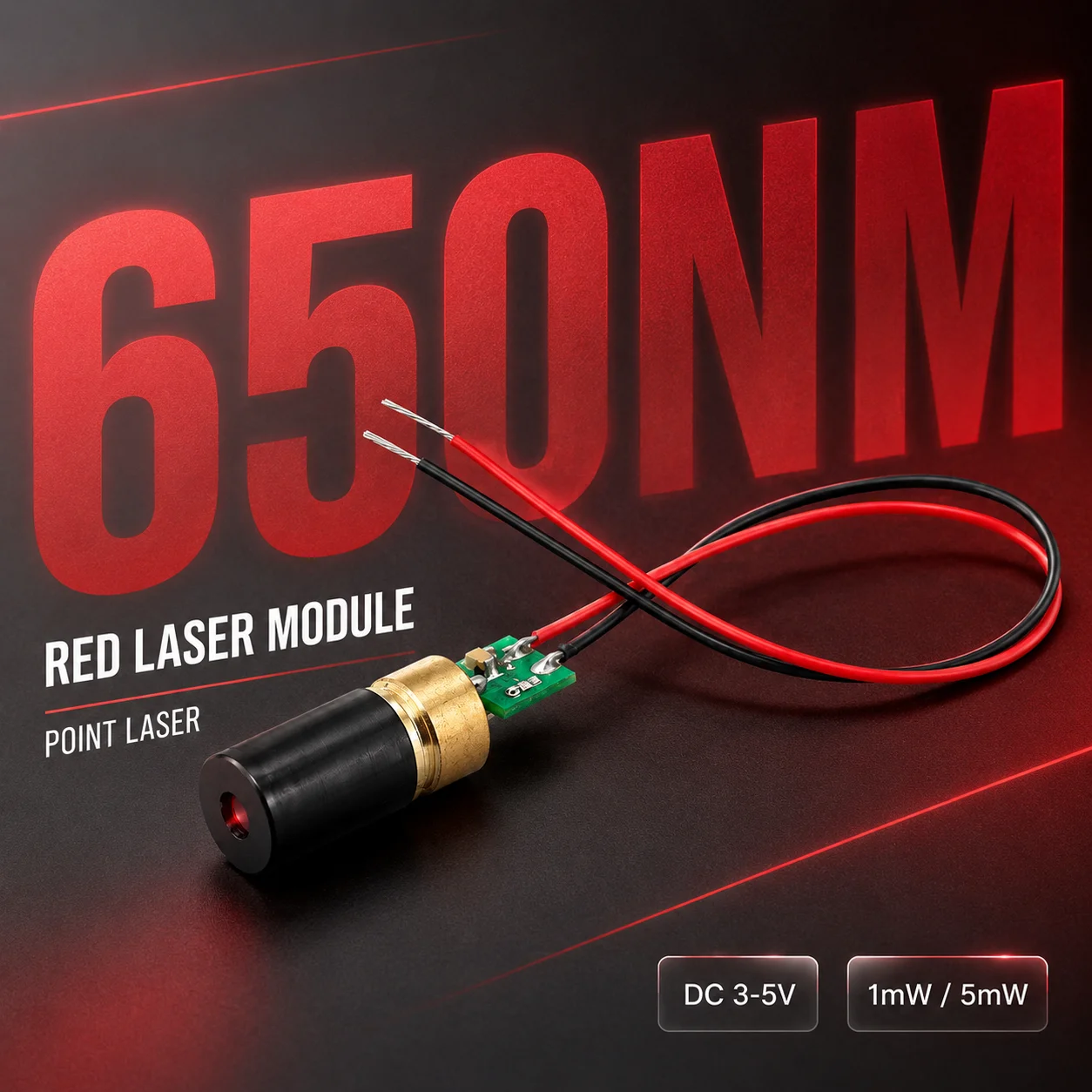 ZhonNa 650nm Red Laser Module 6x13mm 1mW 5mW DC 3-5V Mini Point Locator for Tools Instruments Equipment Accessories Device Parts