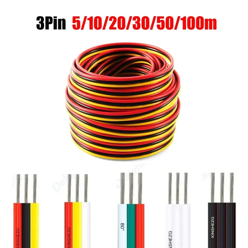 3Core 12V Electrical Wire 34/5/6Pin LED Strip Cable Flexible LED Extension Wire For RGB RGBW WS2812B COB Light Bar JST Connector