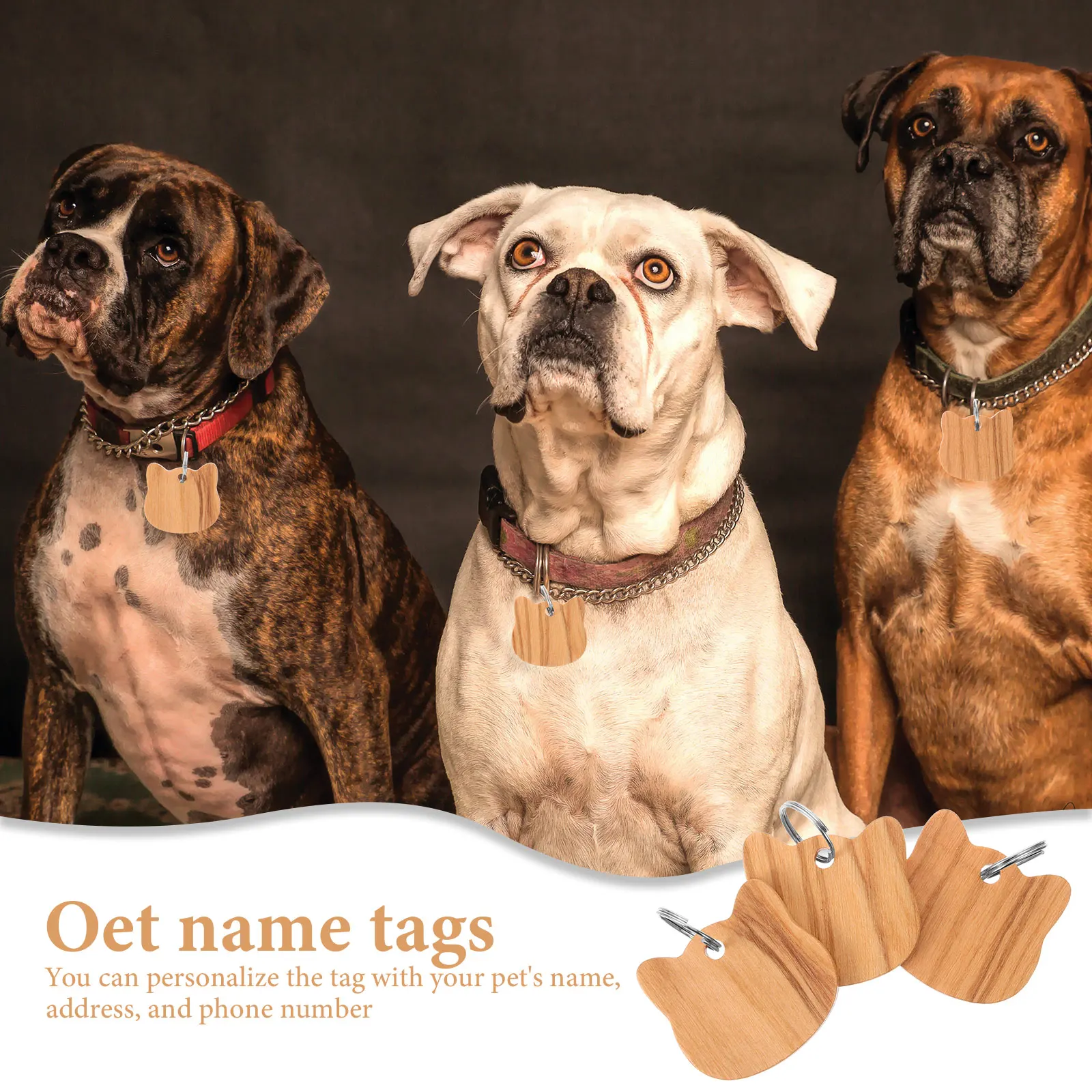 

3Pcs Cat Head Shaped Wooden Pet Id Tag DIY Personalized Name Tags for Dogs and Cats Dog Id Tag Pet Name Tags Dog Collar Charms