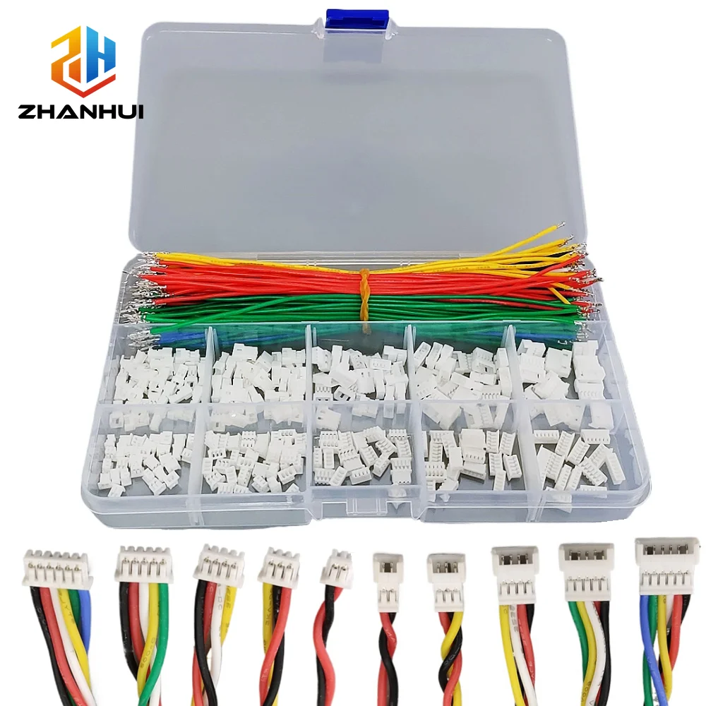 JST 1.25mm Pitch Extension Cable Kit - 2/3/4/5/6 Pin Male to Female Connector with 15cm 30AWG Silicone Wire view 6