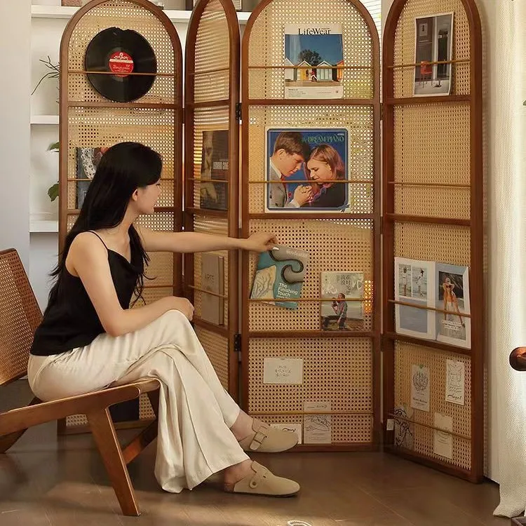 Folding screen living room bedroom entrance door opposite door partition storage bookshelf