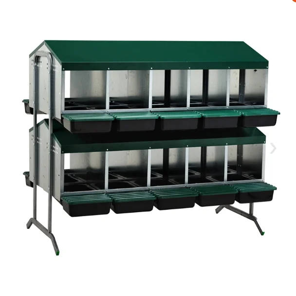Custom 20 Compartment Laying Nest Easy Assembly With Removable Plastic Egg Collection Basket For Easy Cleaning Poultry Usage