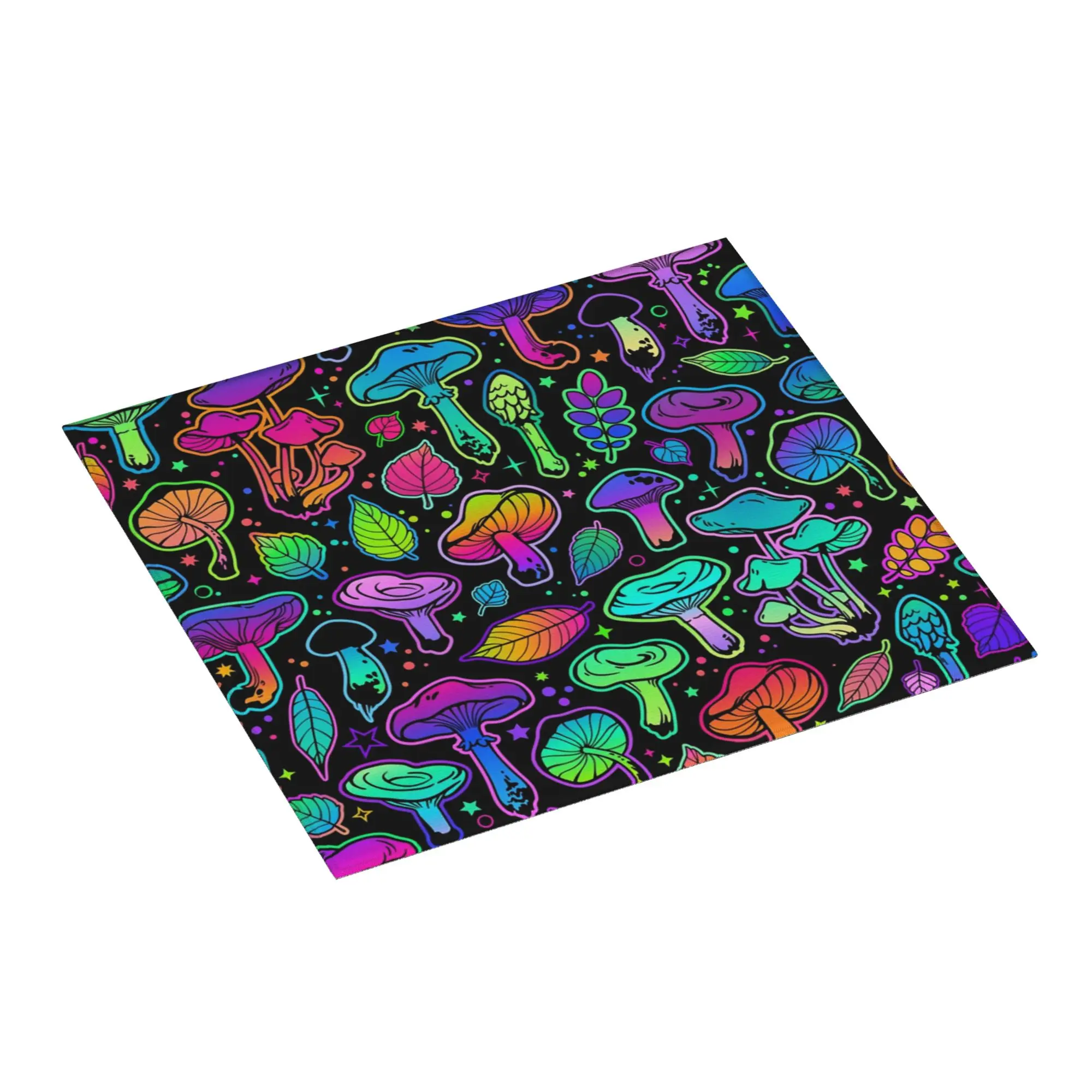 Drying Mat For Kitchen Psychedelic Magic Rainbow Mushrooms Barware Tableware Mysterious Boho Washable Kitchen Sink Drying Pad