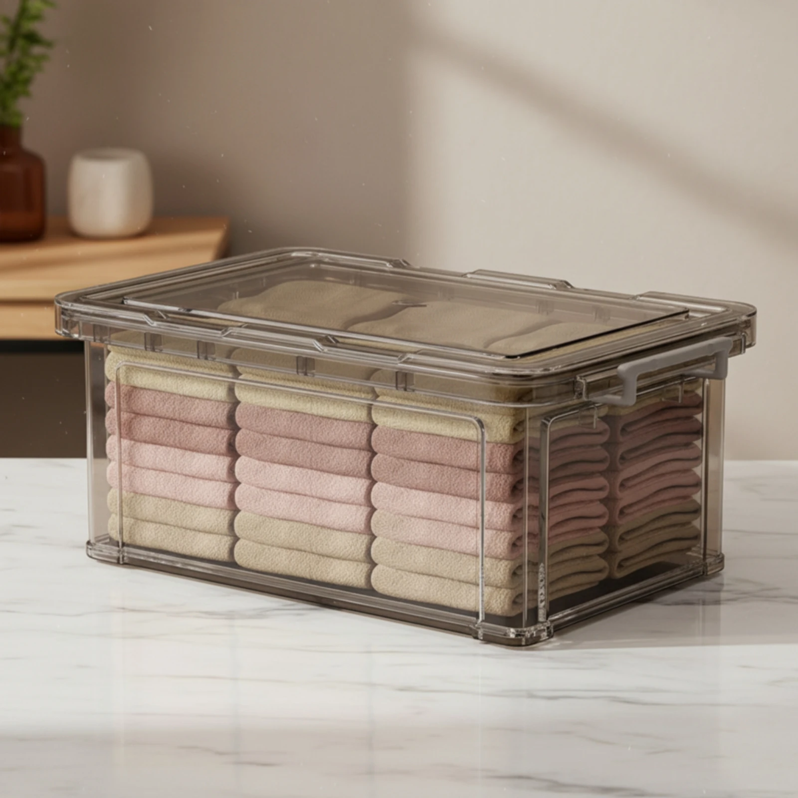 Clear Storage Box Transparent Clear Plastic Box Rectangular Plastic Bin Reinforced Edges Housekeeping Aid Long-Lasting