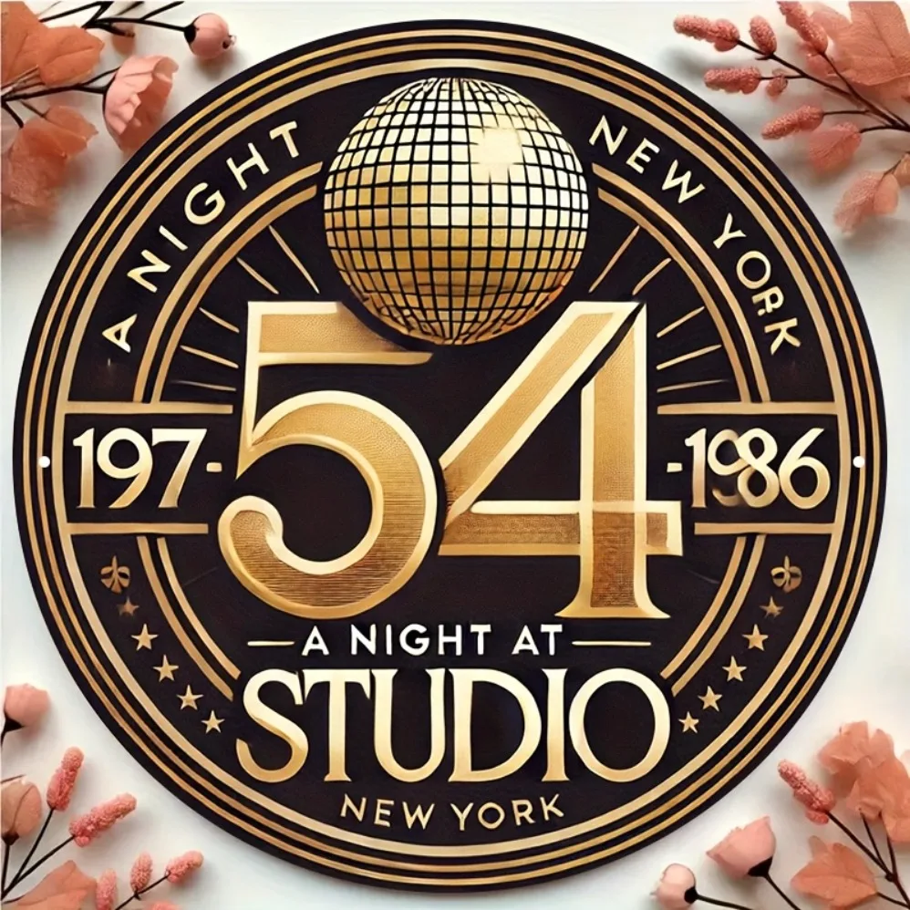 [2D Flat] Vintage New York Studio 54 Nachtclub Rundes Aluminiumschild (1 Stück) – Diskothek-Thema Retro-Dekor, ideal für Bar/