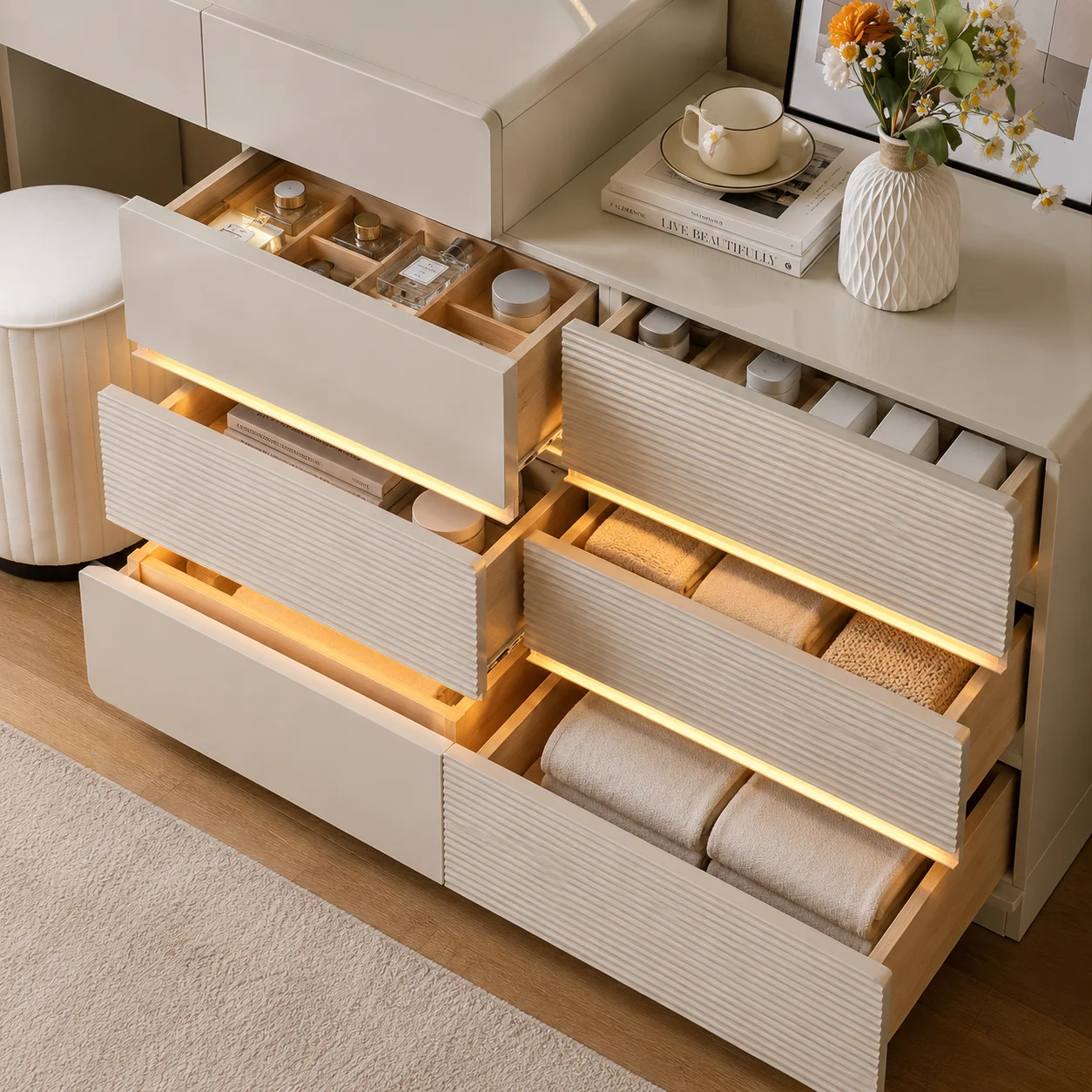 # Tocador moderno para dormito - Dressing Table Vanity With Lighted Mirror reseña y precio