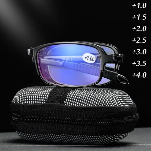 Imagen 2 del producto Gafas de lectura plegables con caja para hombre y mujer, diseño de moda para ordenador, gafas graduadas para presbicia con dioptrías