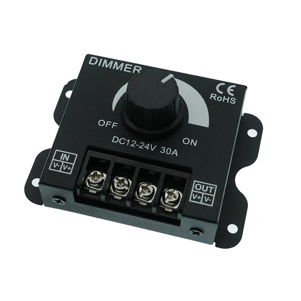 DC 12V-24V LED Dimmer Switch 30A LED Monochrome Controller PWM Digital Stepless Dimming for Lamp Strip Single Color Lamp