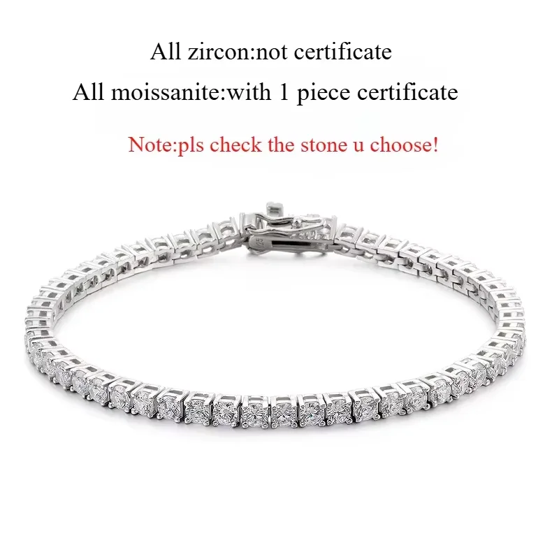Smyoue 18 Karat vergoldetes Moissanit-Tennisarmband für Damen, 3/4/5 mm, klassisches 925er-Sterlingsilber, zertifiziertes Armband für Herren, Kette