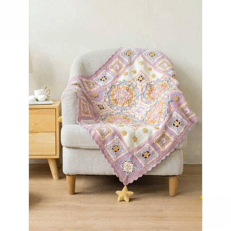Star Moon Blanket Hand Knitted Crochet Blanket Wool Dump Homemade Material Pack