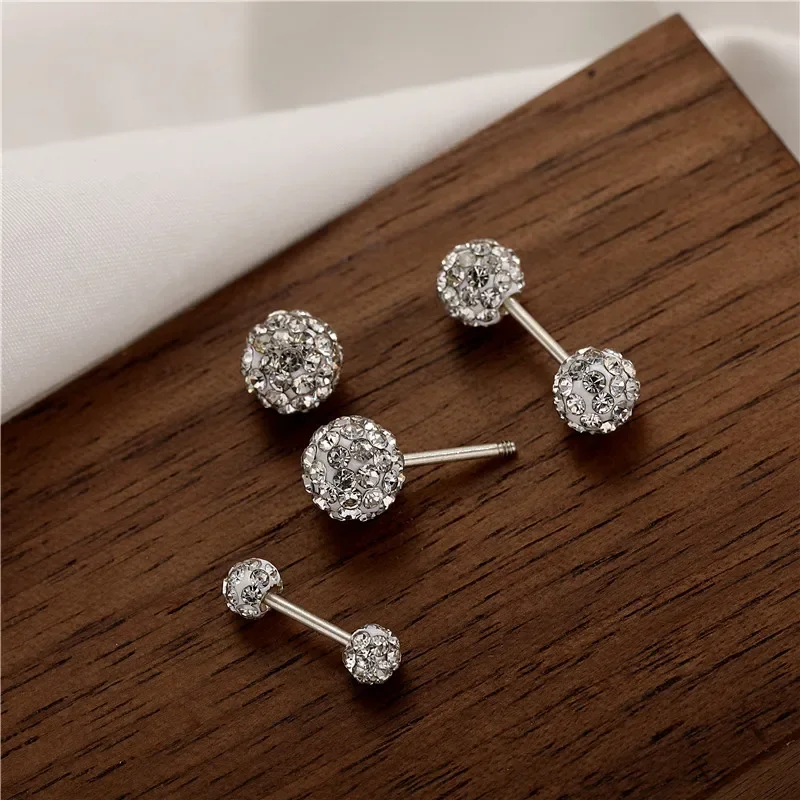 925 Sterling Silver Ball Back Hanging Stud Earrings Niche Design Sense Zircon Korean Earring Lady Birthday Fashion Jewelry Gift