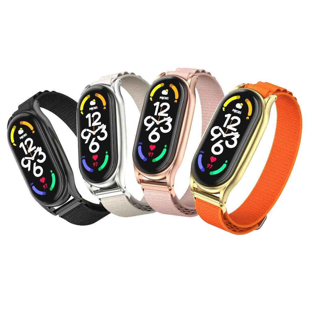 ไนลอนสำหรับ Xiaomi Mi Band 7 6 5 4 3สร้อยข้อมือ Pulsera Correa สาย Miband 7สร้อยข้อมือสายรัดข้อมือ loop Mi Band 7