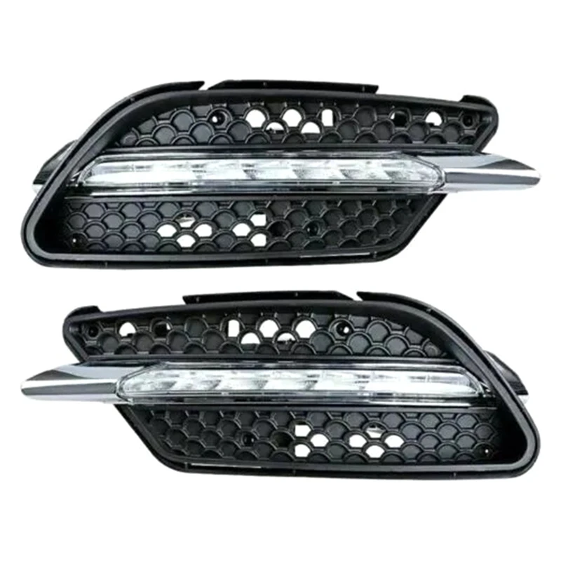 Car Front Fog Light Grille Cover Honeycomb W/Fog Lamps For Mercedes Benz C-Class W204 2008-2010 A2048850353 A2048850253-N26R