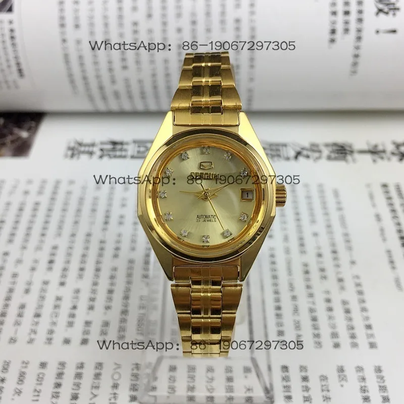 Original Stock  Case Diamond Staple Yellow Dial Single Date Calendar Fully Automatic Mechanical Ladies' Watch, Diameter 26mm