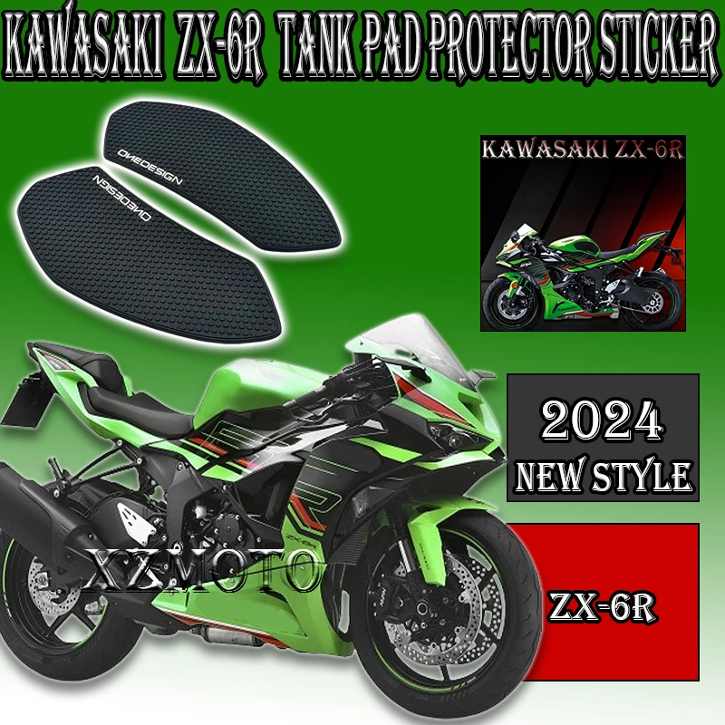 

New Motorcycle Tank Pad Protector For Kawasaki Ninja ZX-6R ZX 6R zx-6r 2023-2024 Tank Pad Protector Sticker Decal Gas Knee Grip