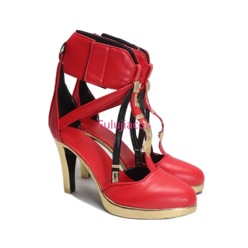 Juego Wuthering Waves Phrolova, zapatos de Cosplay, botas, zapatos altos de cuero PU rojo, accesorios de fiesta de juego de rol de Halloween para mujeres y niñas