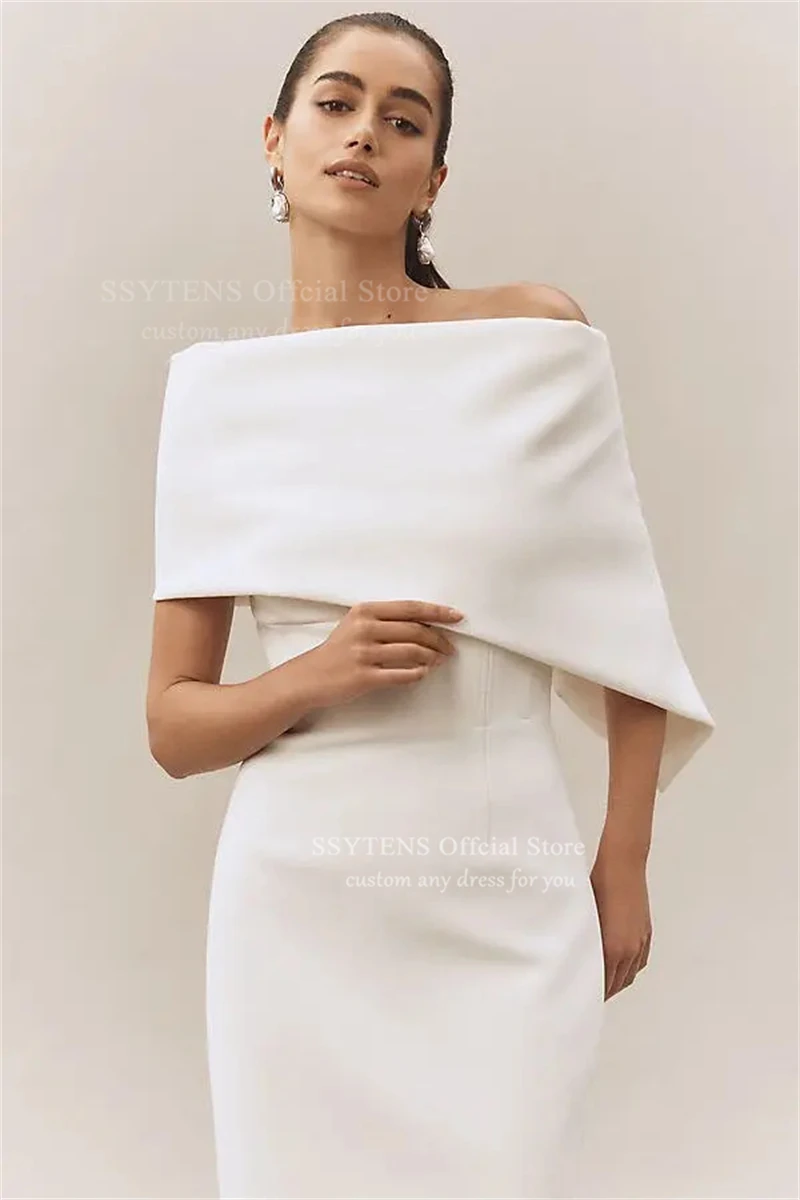 SSYTENS Abiti da sposa semplici a sirena Abito da sposa bianco di alta qualità Abito da sposa sexy senza schienale in raso Abito da sposa personalizzato