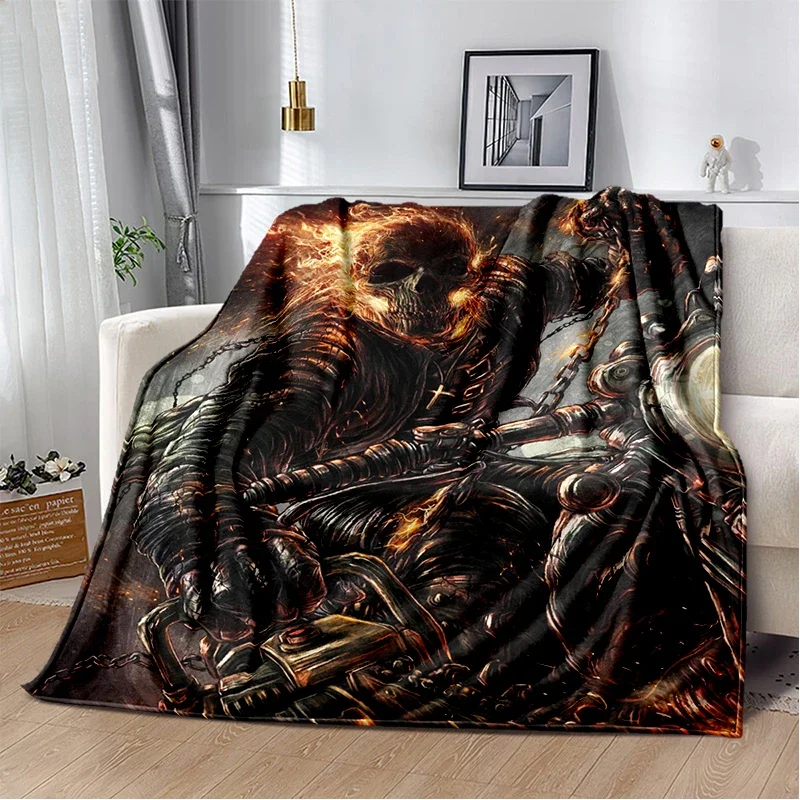 

2025 New Marvel Horror Ghost Rider Cartoon Gift Soft Blanket,Soft Throw Blanket for Home Bedroom Bed Sofa Picnic Child Cover Kid