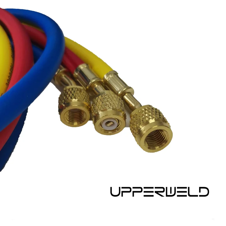 Upper HVAC Charging Hose with 1/4'' Rubber Hose Red/Yellow/Blue (Pack of 3)AC Refrigerant Hose