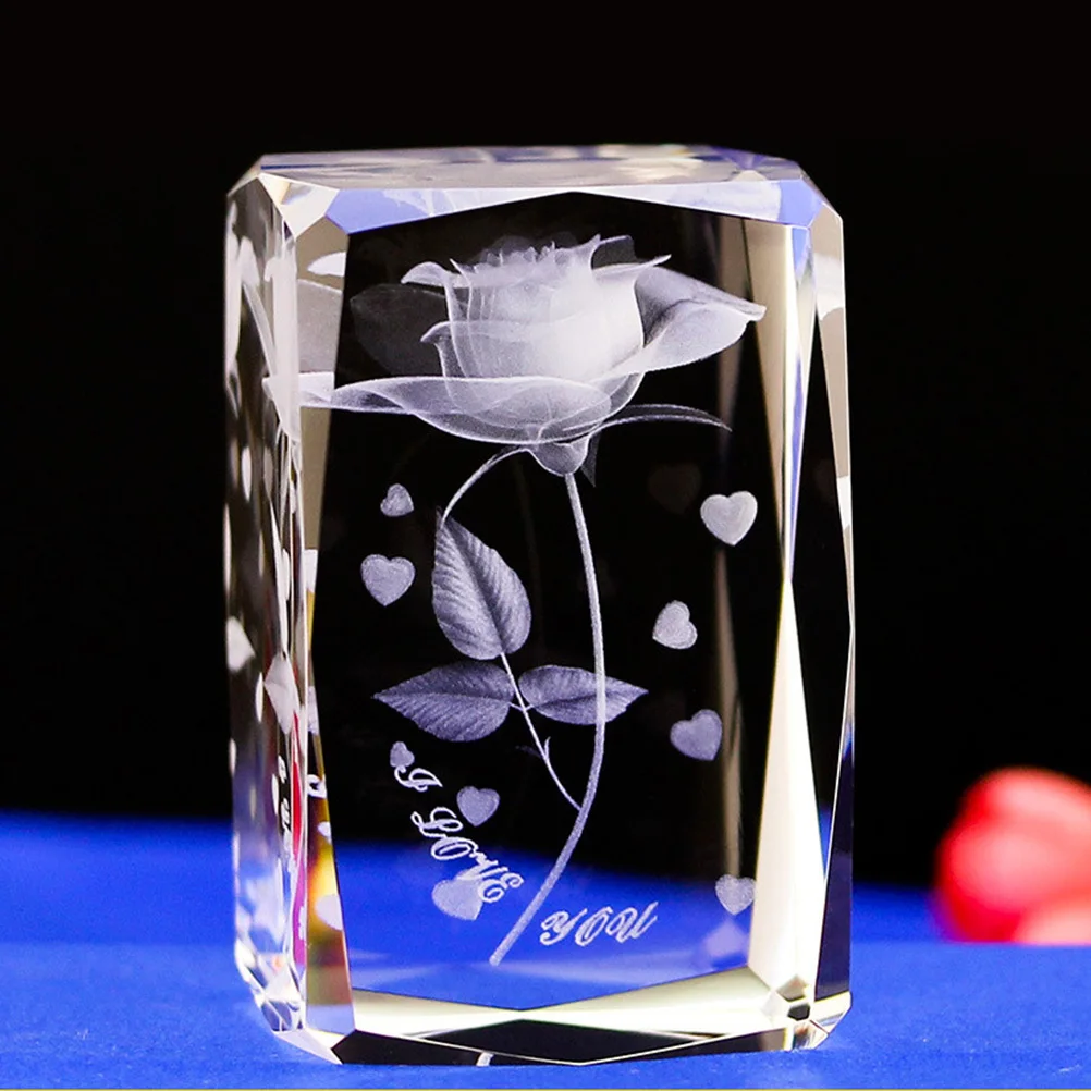 

Crystal Rose Engraved Glass Romantic Decoration I Love You Base Gift Wedding Birthday Valentines Souvenirs Crystal Rose