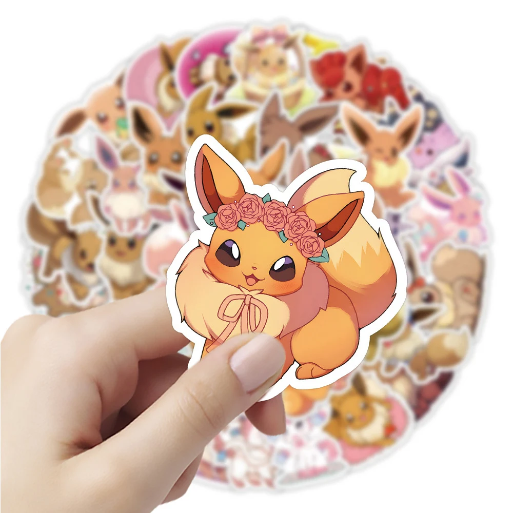 10/30/50pcs Kawaii Pokemon Eevee Stickers Anime Vaporeon Flareon Espeon Cartoon Decals DIY Laptop Suitcase Cute Sticker Toy Gift