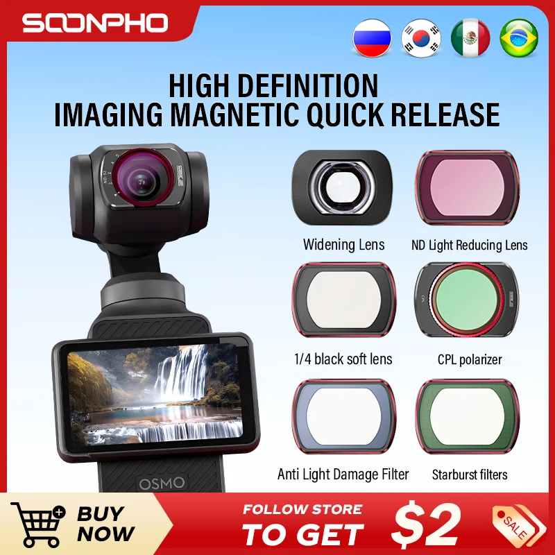 

Soopho filters For DJI Pocket-3 filter kits, CPL polarizing filters, magnetic pocket camera accessories, wide-angle lenses