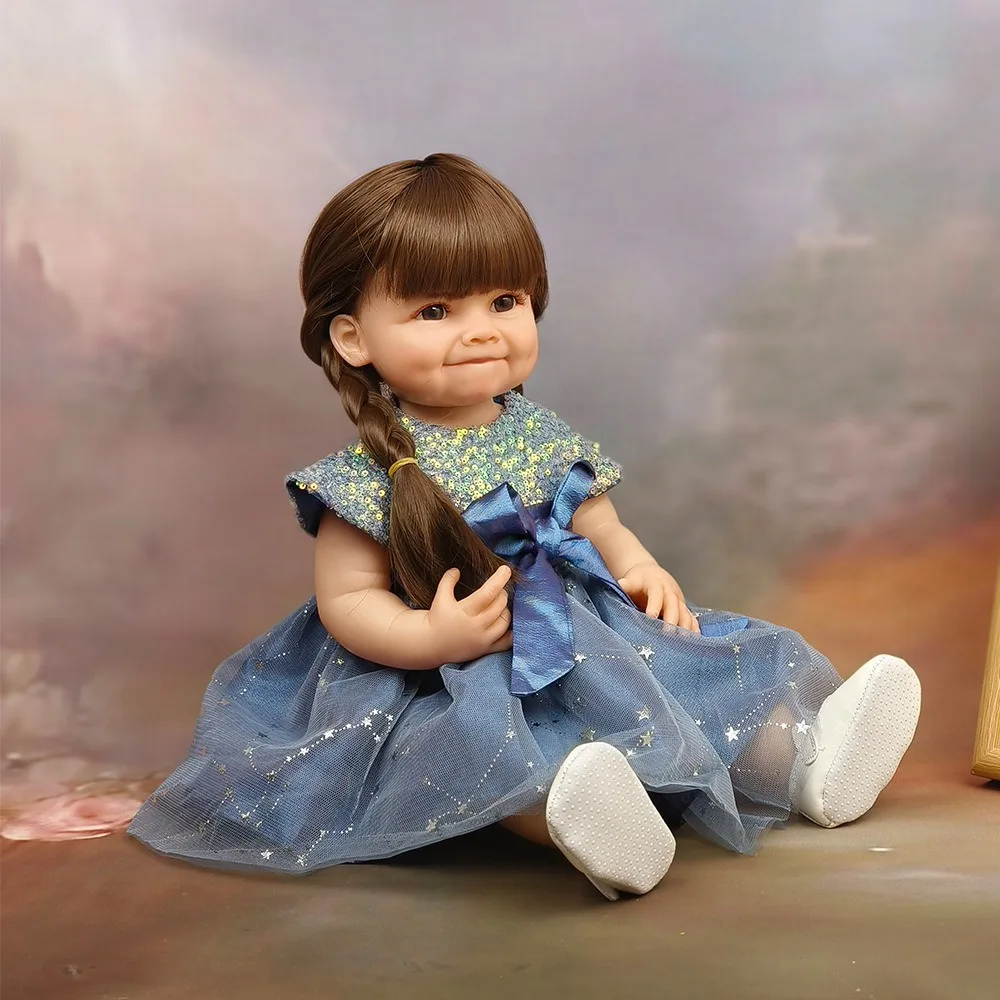 1pcs 22 Inch Simulation Dolls Princess Dress Reborn Doll Soft Vinyl Washable DIY Hairstyles For Children's Christmas Gifts