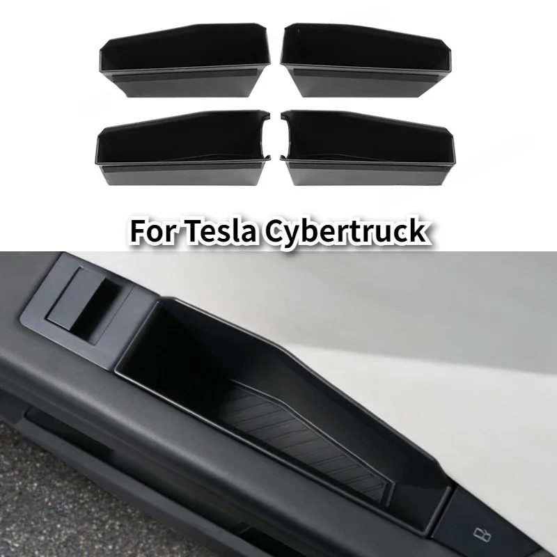 

New! 4PCS Door Handle Inserts Storage Box for Tesla Cybertruck 2024 2025 ABS Front Rear Door Side Storage Tray Interior Accessor