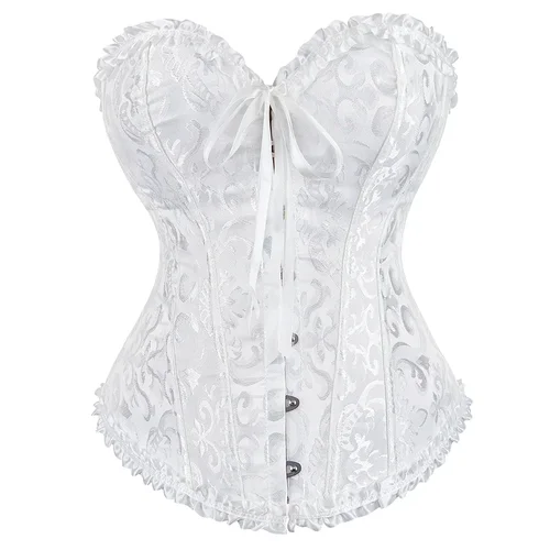 Corsé victoriano de talla grande para mujer, corpiño Sexy por encima del busto, Top Vintage con estampado de flores, lencería, corsé de encaje, blanco, negro y azul