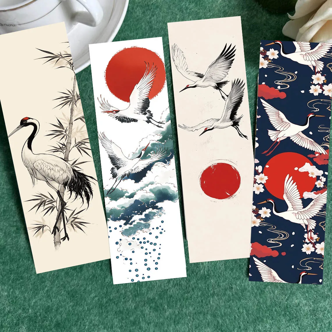 30Pcs Aesthetic Bookmark Colorful Vintage Cranes Bookmarks Reading Pages Books Marking School Stationary Supplies Paper Card DIY