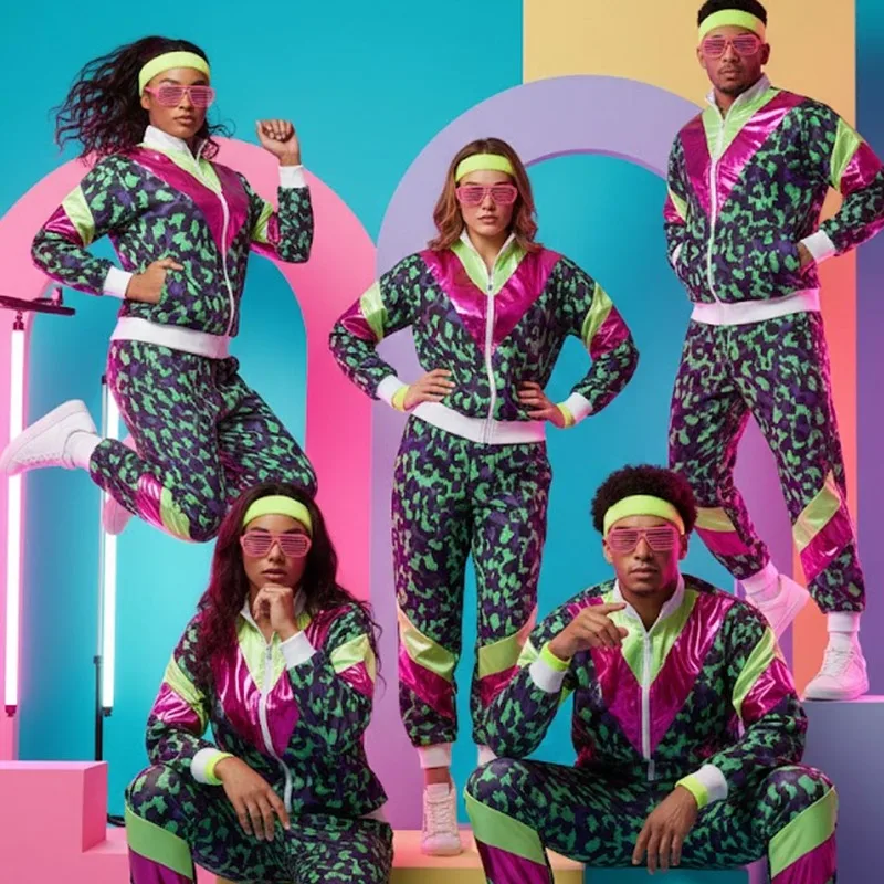 

Ретро-костюм для дискотеки в стиле 80-х: куртка и брюки для карнавальной вечеринки