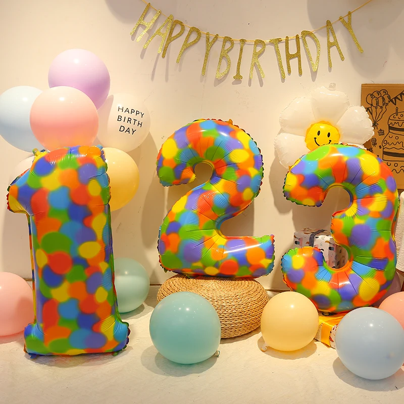 32-calowy balon w tęczowe kropki 0-9 Gradientowy aluminiowy balon Baby Shower Świąteczna dekoracja ślubna Urodziny Dostawa