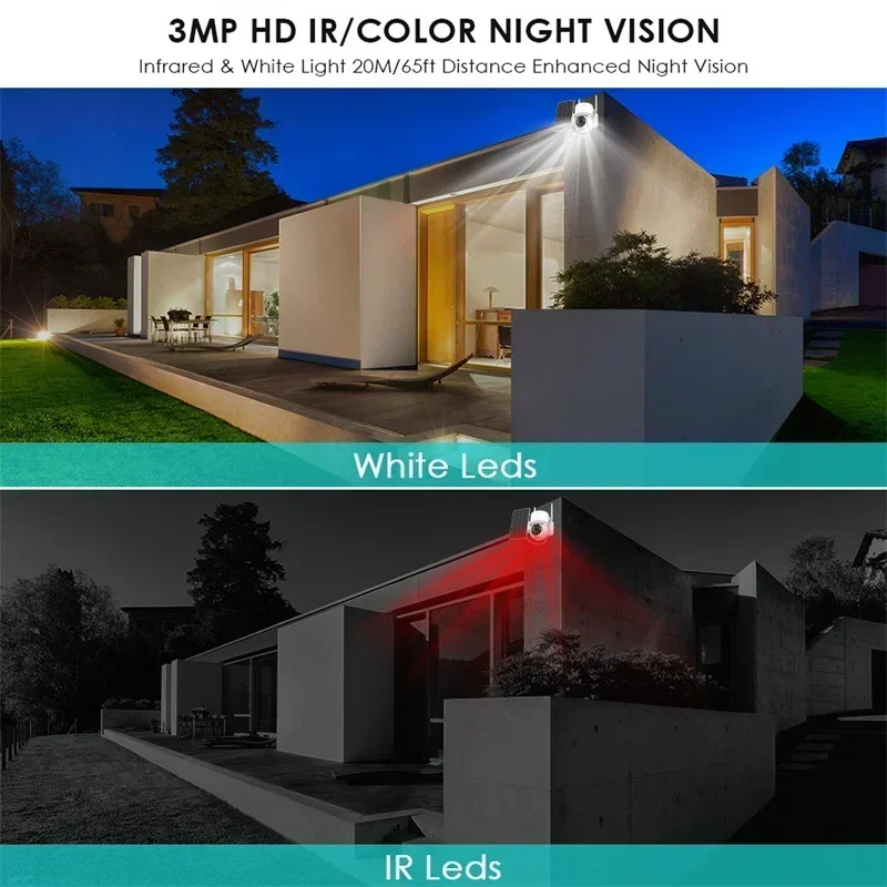 PTZ camera 3MP wifi solar camera with solar panels surveillance cameras CCTV outdoor for home night vision security protection