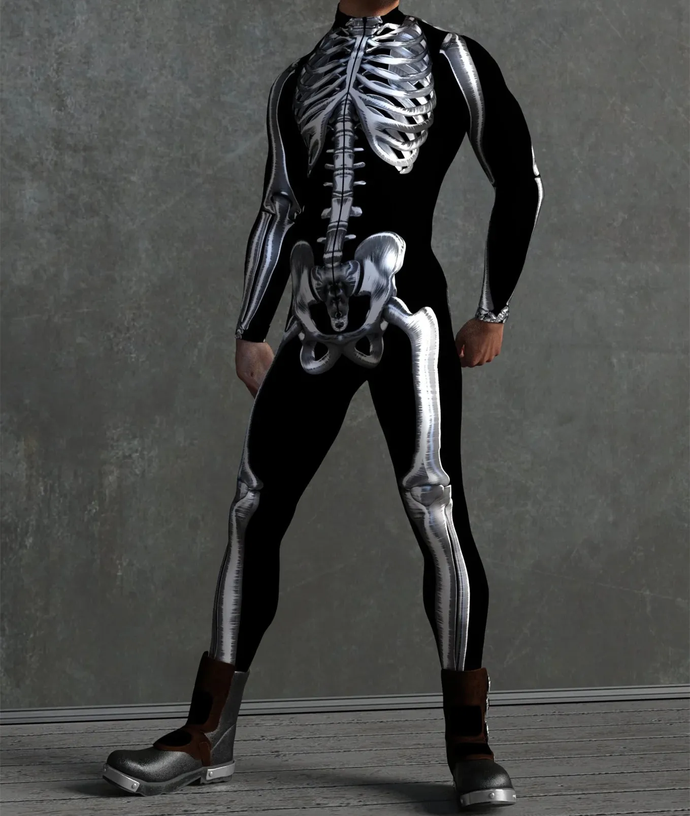 Halloween Skinny Damen Bedruckter Bunter Totenkopf Cosplay Jumpsuit Cyberpunk Zentai Anzug Karnevalsparty Aerial Performance Bodysuits – Detail 33