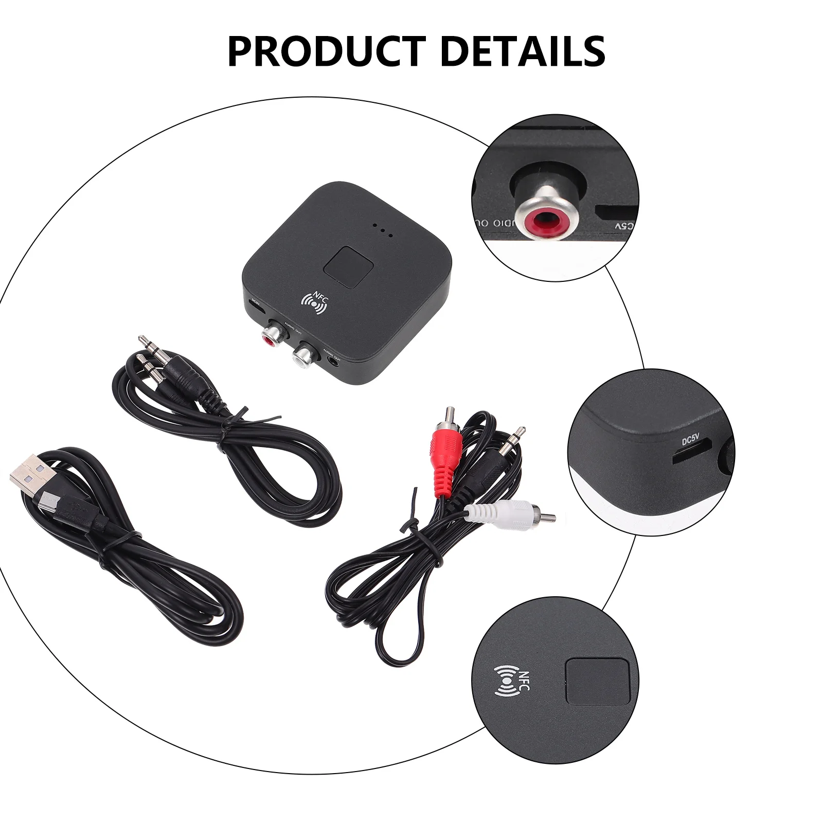

1pc Wireless Audio Receiver Built- 3.5Mm Dual Connection 10M For Car Audio System