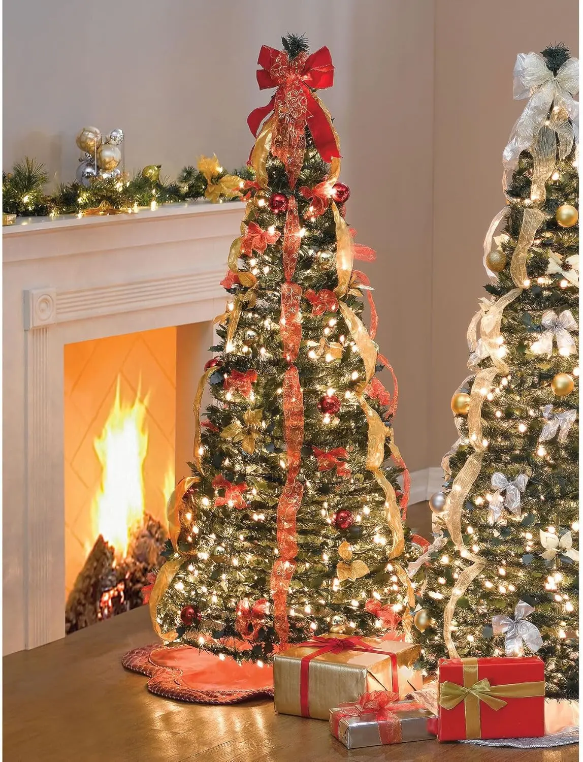 

Pre-Lit Pop-Up Christmas Tree with Remote - Red Gold