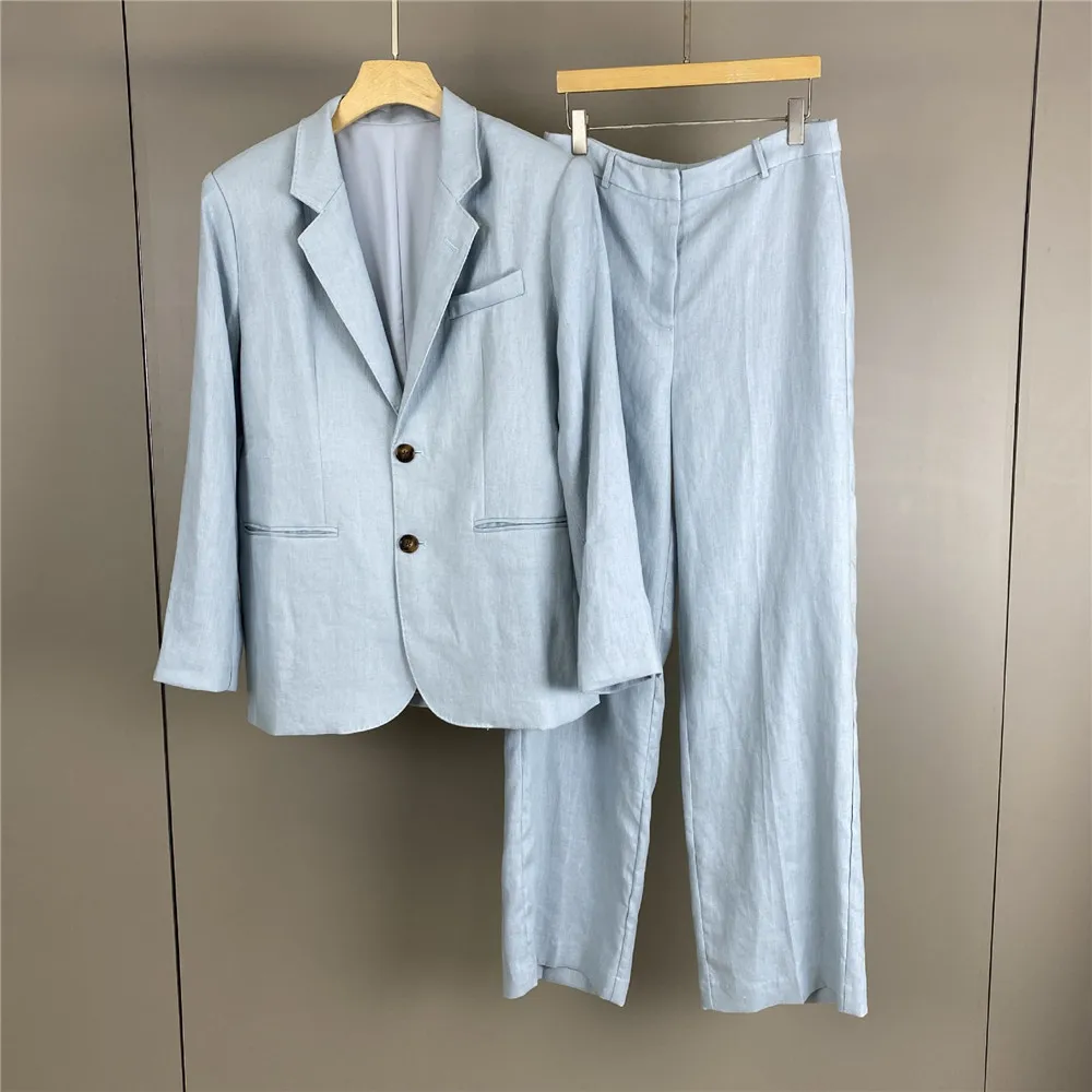 Women's Casual 4 Piece Set 100 Linen Blazer/Vest/Straight-Leg Pants/Midi Skirt 2026 Spring/Summer New Stylish Commute Suit