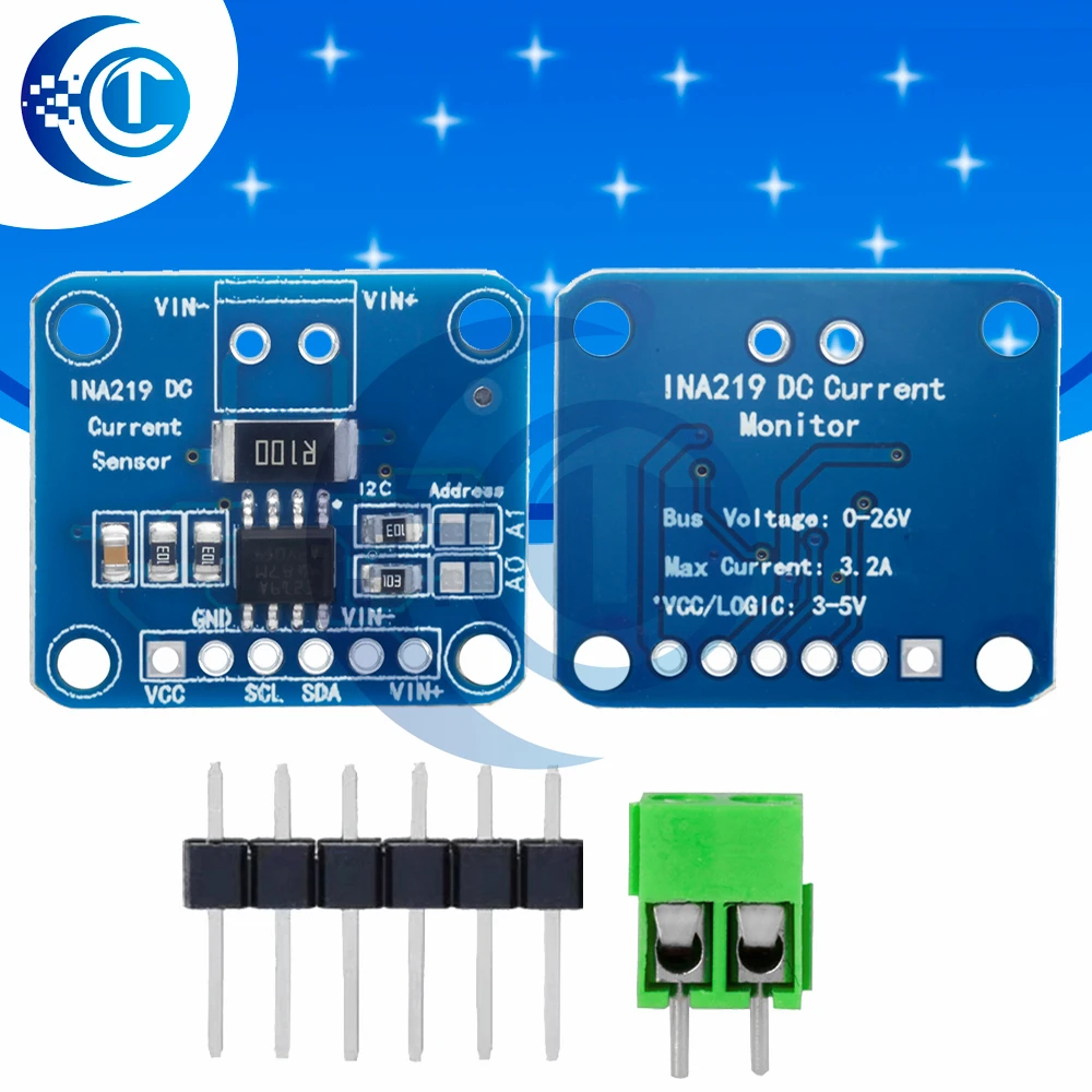 1PCS SOT23 INA219 Bi-directional DC Current Power Supply Sensor Breakout Module DIY 3V-5V IIC I2C Power Monitoring Sensor Modul