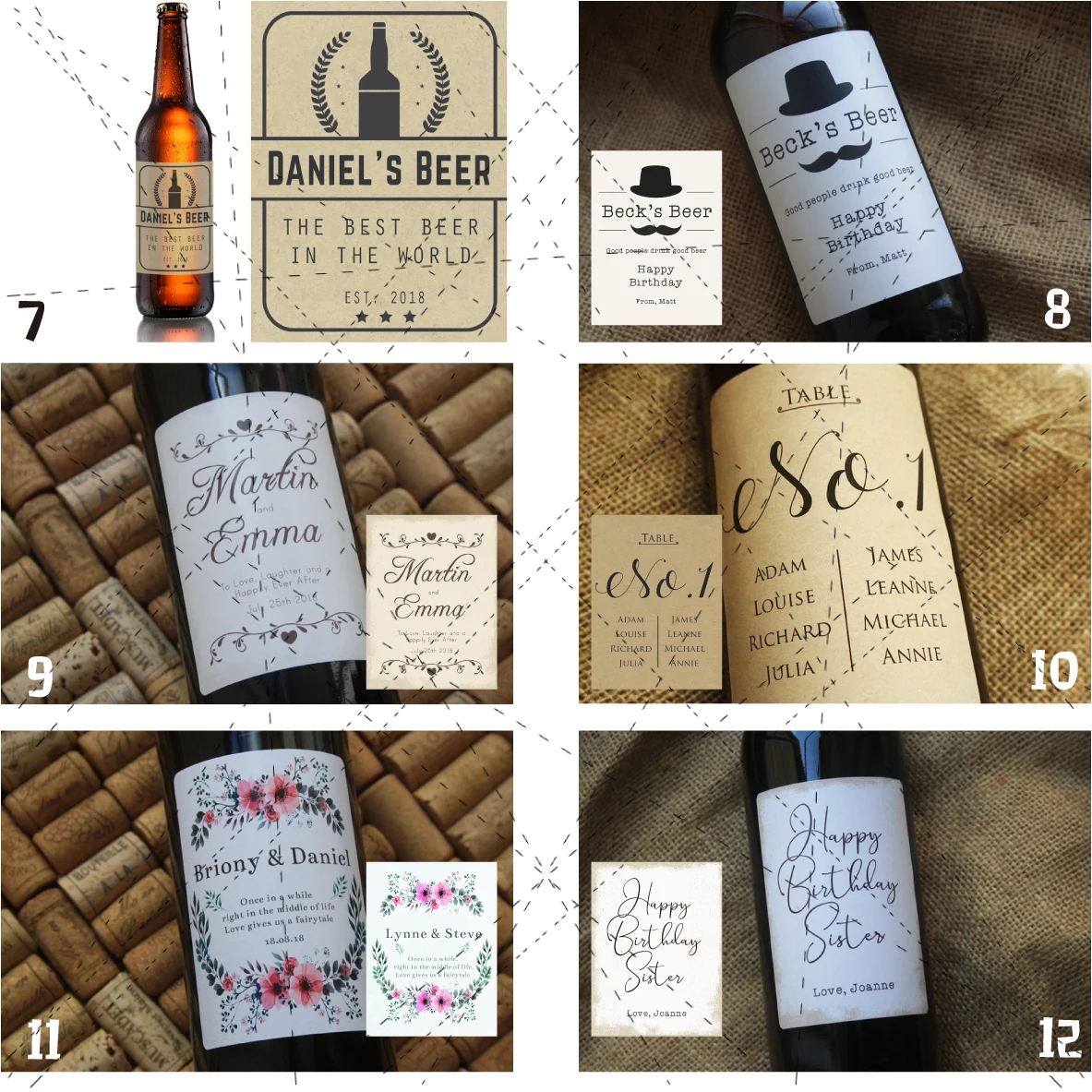 9x12cm 20pcs Beer Bottle Labels Personalized Custom Home Brew Tags Beer Label Personalised Christmas Labels