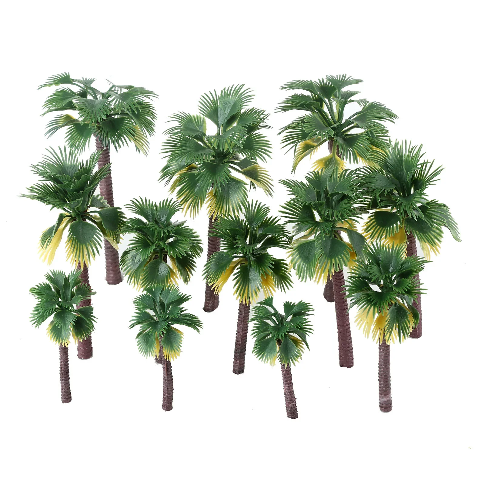 12PCS Coconut Palm Tree Tropical Artificial Miniature for Diorama Train Railway Layout Rainforest Landscape Scenery Decorative