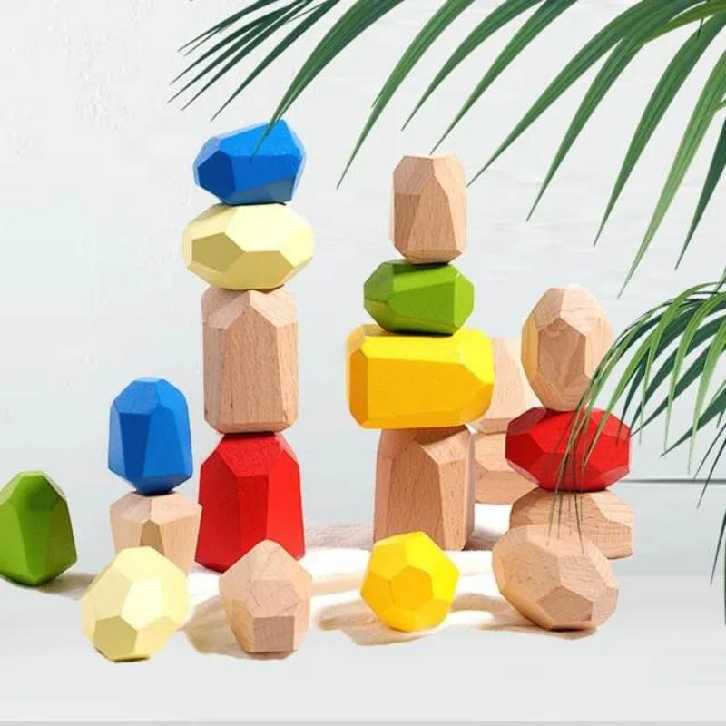 Puzzle de pierre à empiler coloré pour enfants, petits blocs de construction pour parents, jouets empilables, cadeaux de bricolage, éducation précoce