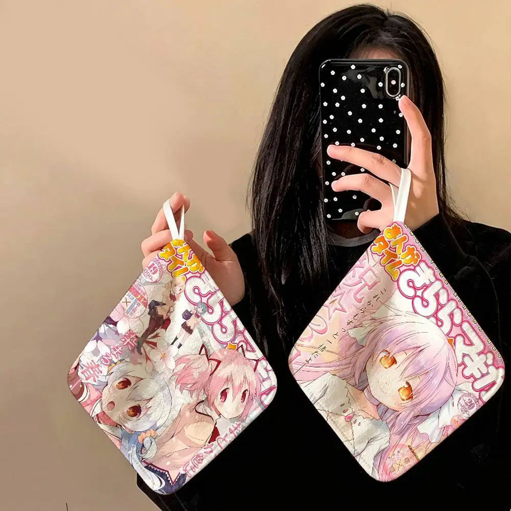 Puella Magi Madoka Magica Classic Multi-scene Polyester Cotton Towel, Hanging Hand Wiping Cloth for Kitchen Bathroom Hotel