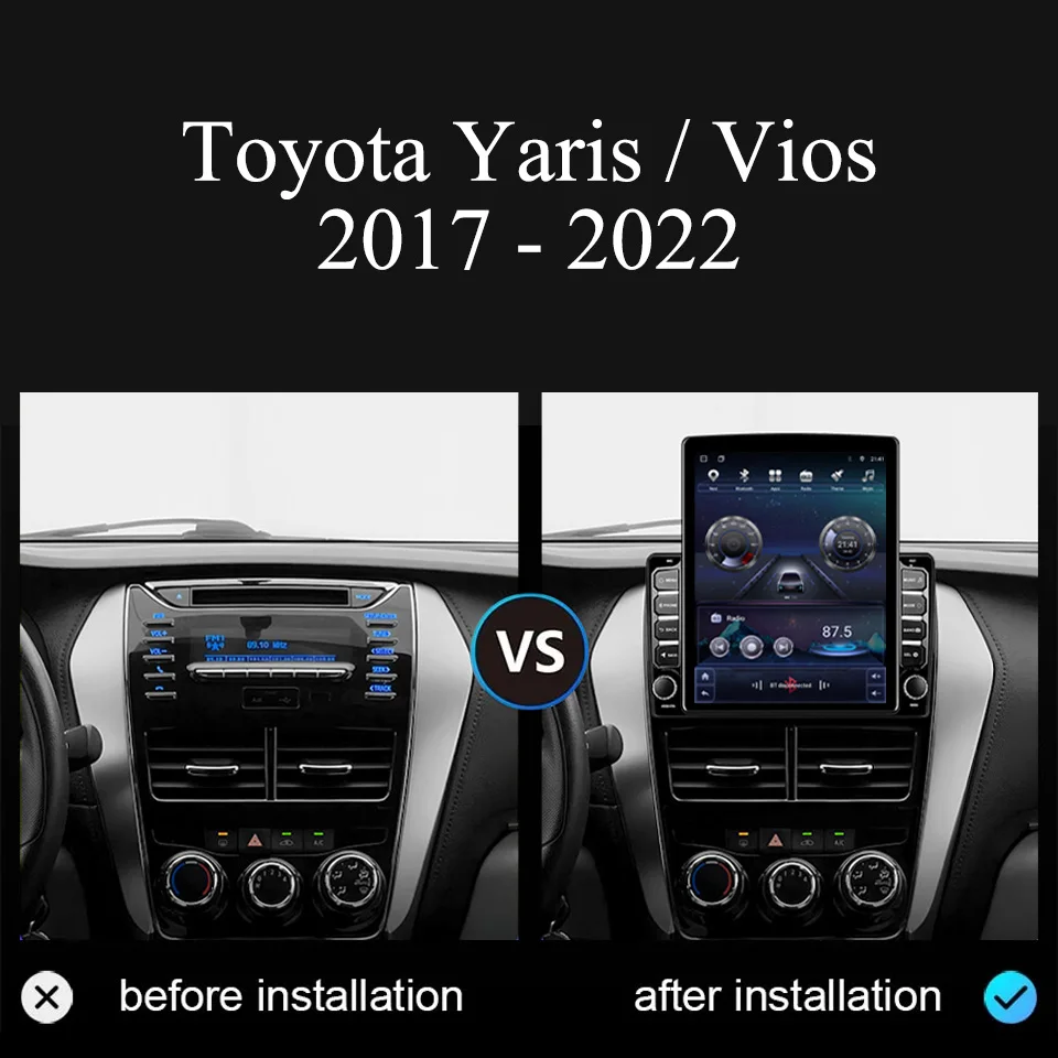 8G+128G Android 14.0 4G Net Car Radio FM AM Multimedia Video Player PC Tablet For Toyota Vios Yaris 2017 2019 2020 Tape Recorder