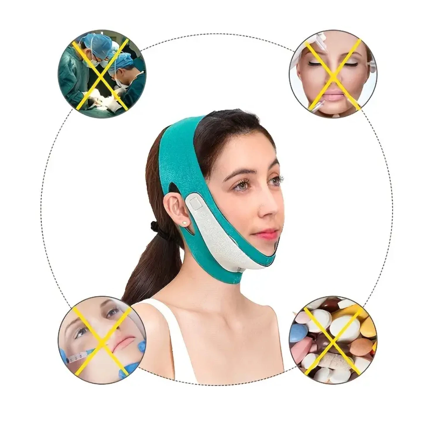 Double Chin Reducer Face Slimming Strap Reusable Heat Generating V Line Face Lift Mask By Back massager Maquina faciales Bioaqua