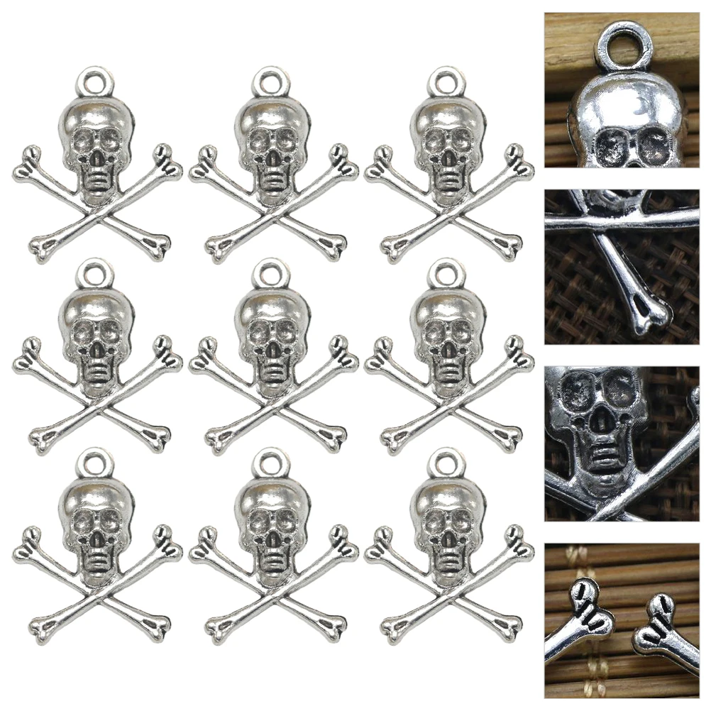 

50PCS Skull Head Necklace Pendant Halloween Jewelry Accessory Key Chain DIY Pendants Alloy Material Durable Stylish Creative