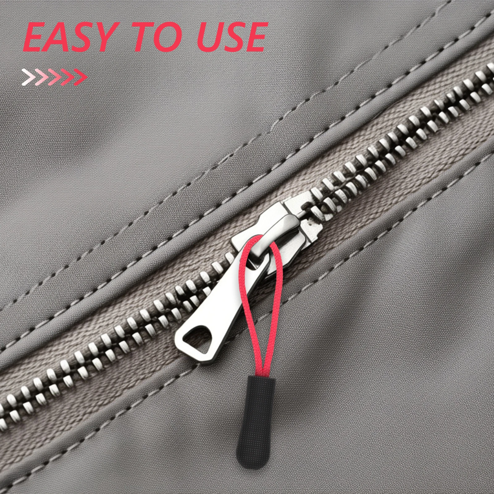 

10Pcs Nylon Zip Tags Black Durable 25cm Puller 45cm Cord Length Extension for Outdoor Camping Backpacks Bags Garment